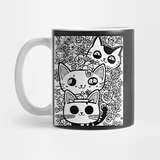 Beautiful Black and White Cat Illustration - Modern Art Mug
